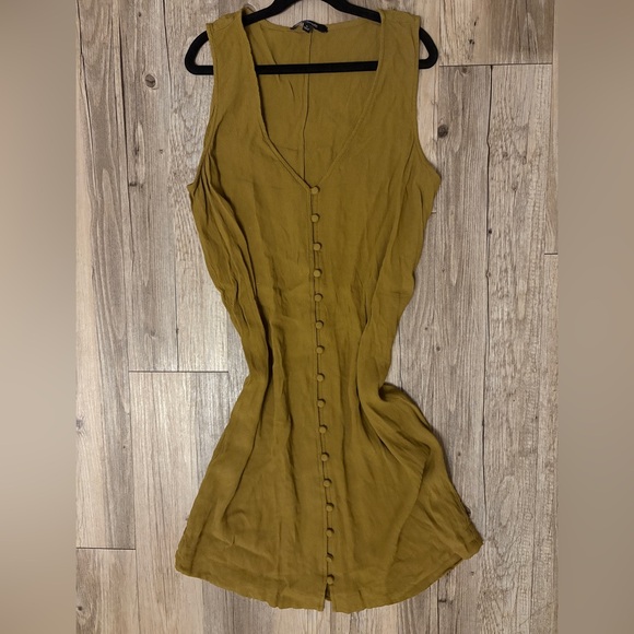 Madewell Olive Button-Front Midi Dress - Picture 1 of 3